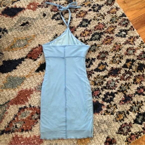 Princess Polly Jay Jay Light Blue Halter Mesh Bodycon Mini Dress 4 - Picture 10 of 10